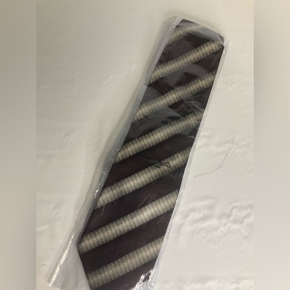 Luciano Gatti Elite Italy Men’s Maroon Beige Striped Neck Tie